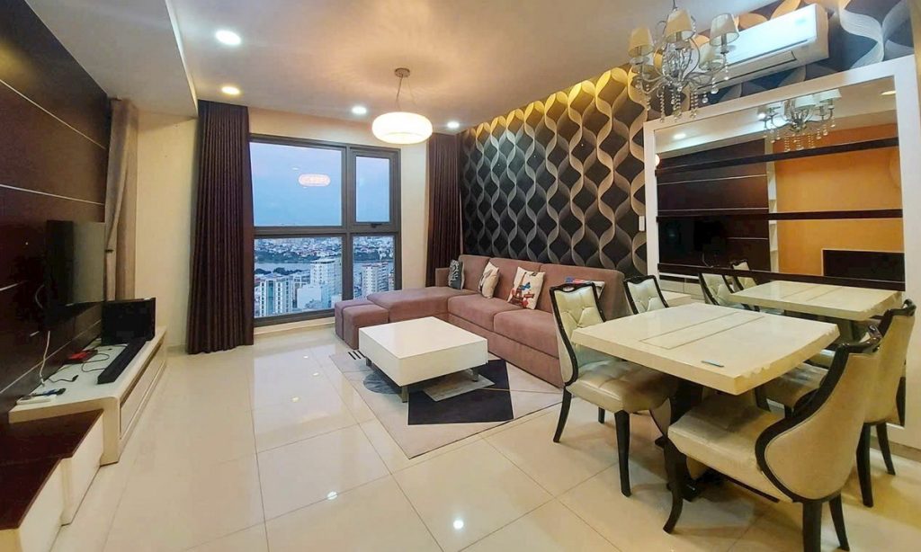 Cho thuê Pearl Plaza Bình Thạnh 2 phòng ngủ view sông lầu cao nội thất full